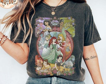 Retro Disney Princess Comfort Colors Shirt, Disney Princess Shirt, Disney Girl Trip Shirt, Disney Woman Shirt, Disney Princess Group Tee