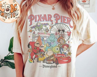 Vintage Pixar Pier Disneyland Shirt, Disneyland Pixar Fest 2024 Shirt, Meet me at Pixar Pier Disney Pixar Characters, Disneyland Trip Shirt