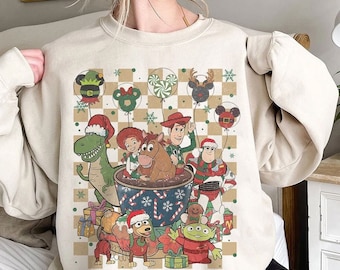 Camiseta navideña vintage de Toy Story de Disney, camiseta de Toy Story Land, camiseta de Jessie y Buzz, camiseta navideña de Disneyland, camisetas navideñas de Disneyworld