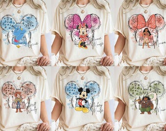 Camiseta retro de todos los personajes de Disney, camiseta vintage de Mickey y sus amigos, camiseta de Star Wars, camiseta de princesas de Disney, camiseta a juego de la familia de Disneyland
