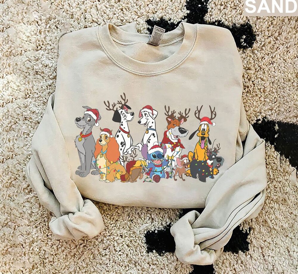 Wdw Magic Kingdom Vintage Merry Christmas Disney Dogs Sweatshirt, Retro Dog Christmas Shirt, Disney Dog Mom Shirt, Dog Lovers Shirt, Disney Christmas 2024 Tee Christmas Kids Shirt