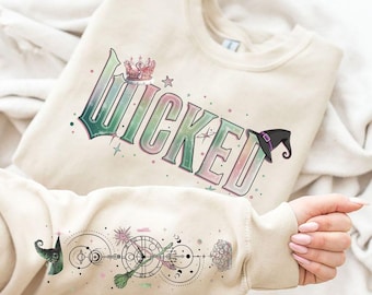 Vintage Wicked Together We're Unlimited Sweatshirt, Defy Gravity Broomstick Magic Wand Tee, Wicked The Musical, Wizard Movie Fan Tee