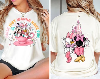 2-Sided Disney Minnie Daisy Summer Shirt, Girls Just Wanna Have Sun T-shirt, Disney Besties Tee, Funny Disney Outfit, Disney Family Trip