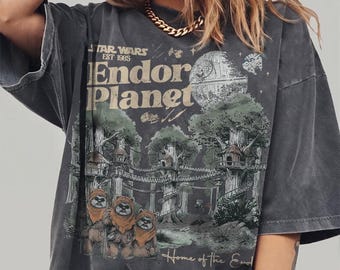 Vintage Star Wars Endor Ewok Planet Shirt, Forest Moon of Endor Tee, Galaxy’s Edge Disneyland Trip T-Shirt, Summer Camp Family Vacation Tee