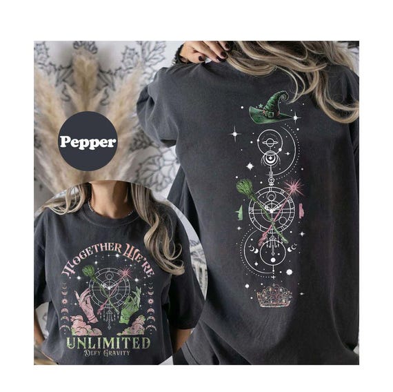 Retro Wicked Together We’re Unlimited Comfort Colors Shirt, Defy Gravity Broomstick Magic Wand Tee, Wicked The Musical, Wizard Movie Fan Tee