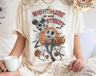 Retro The Nightmare On Main Street Halloween Comfort Colors Shirt, Disney Halloween Shirt, Halloween Pumpkin Shirt, Halloween Party 2025 Tee