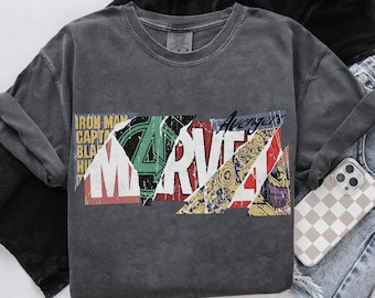 Retro Marvel Avengers Comfort Colors Shirt, Disney Marvel Thanos Villains Tee, Disneyland Family Holiday Matching Shirt, MCU Fan Gift Shirts