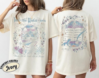 2-Sided Comfort Colors® Vintage Frozen II Into The Unknown Shirt, Arendelle Castle Tee, Lost Princess Fantasy Floral T-Shirt, Magical Disney