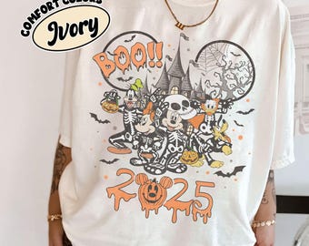 Vintage Disney Halloween 2025 Shirts, Disney Skeleton Shirt, 2025 Mickey nicht so beängstigend Halloween Party Shirt, Disney Halloween Trip Shirt