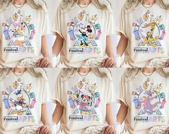 Retro Cute Mickey and Friends Artist Shirt, Disney Epcot International Festival of the Arts 2025 Matching Tee,WDW Resort Family Holiday Gift