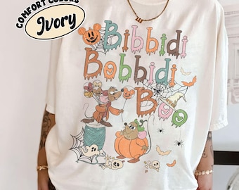Retro Bibbidi Bobbidi Boo Halloween Comfort Colors, Jaq And Gus Shirt, Halloween Pumpkin Shirt, Disney Cinderella,Disney Halloween Party Tee