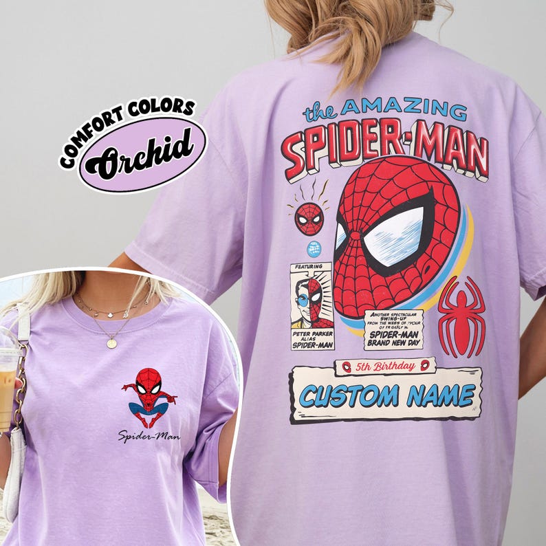 Dubbelsidig Marvel The Amazing Spider-Man helt ny dag-tröja, Spider-Man 2026-tröja, superhjälte-serietidning-tröja, present till pojke, födelsedagströja för barn bild 4