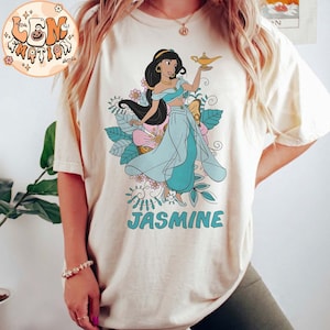 Chemise princesse jasmin, chemises couleurs confort Disney vintage, chemise princesse Disney, chemise Aladdin, chemise Disney World, voyage de filles Disney