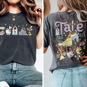 Retro Disney Beauty and the Beast Belle Princess Comfort Colors 2-sided Shirt, Tale as old as time Disneyland Walt Disneyworld Trip Shirt