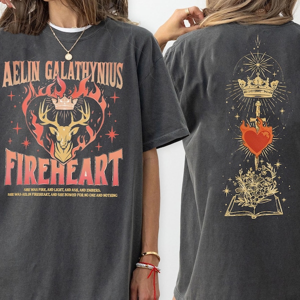2-Sided Throne Of Glass Fan Shirt, Aelin Galathynius Fireheart Kingsflame T-shirt, Bookish Tee