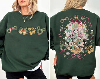 Vintage Coquette Bow Disney Mickey & Friends Magic Kingdom Christmas 2Sided Shirt, Mickey's Very merry Christmas Tees, Disneyland Family Tee