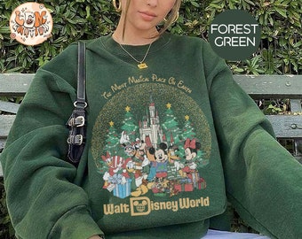 Sudadera retro de Disney Merry Christmas, sudadera navideña de Mickey y sus amigos, camiseta navideña de Disneyland, camiseta de fiesta navideña 2024