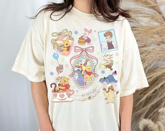 Retro Coquette Bow Winnie The Pooh Shirt, Pooh And Friends Shirt, Disney Pooh Shirt, Pooh T-Shirt, Pooh Bear And Co Tee, Winnie The Pooh Tee