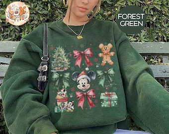 Retro Disney Coquette Bows Gingerbread Christmas Tree Shirt, Mickey's Very Merry Xmas Party 2024 Tee, Disneyland Holiday Christmas Shirt