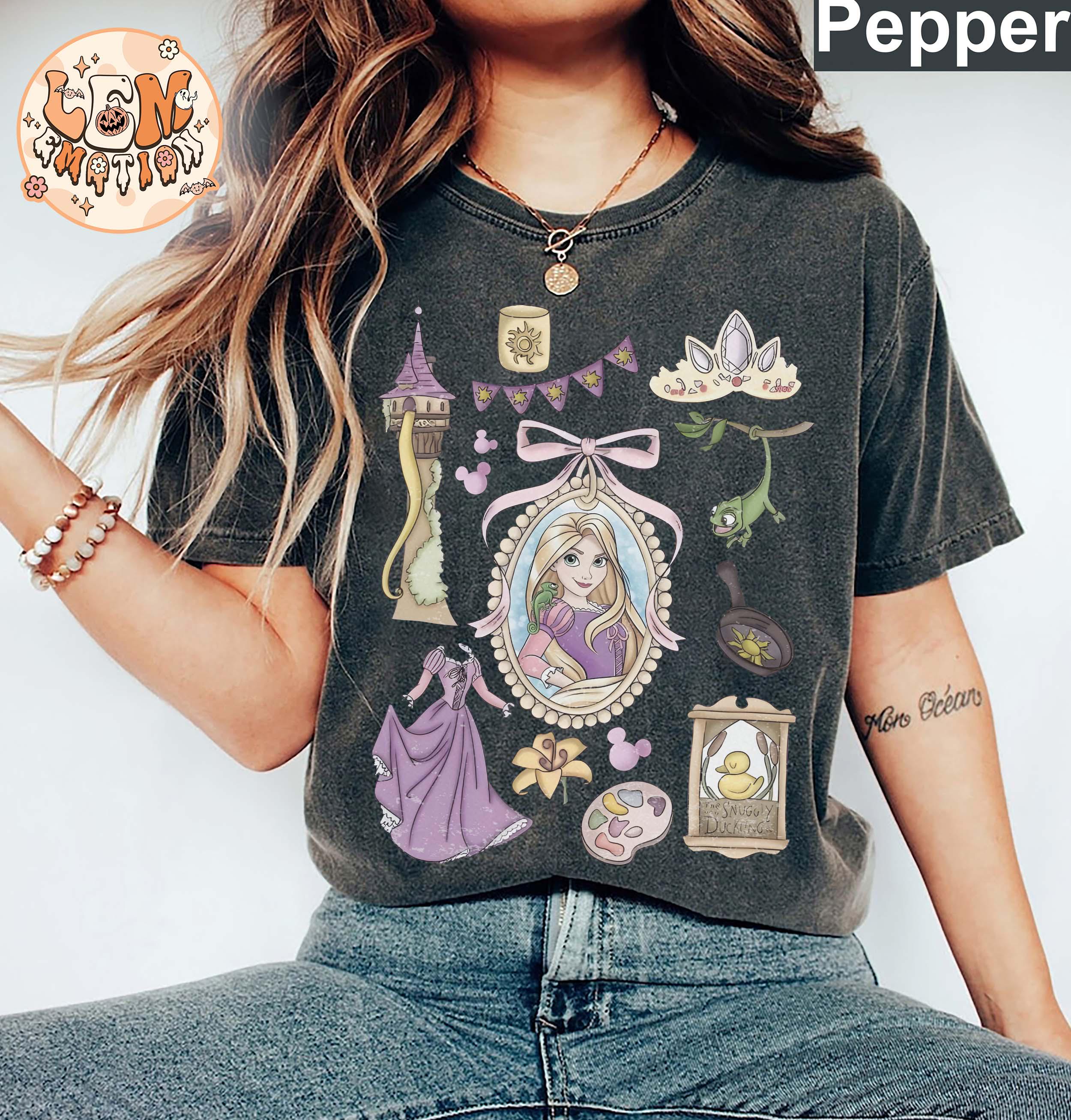 Retro Disney Tangled Rapunzel Floral Comfort Color Shirt, Disney 