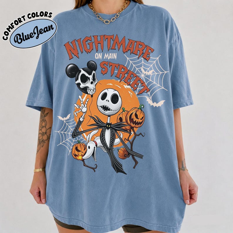Maglietta Comfort Colors® Vintage Nightmare, maglietta Jack Skellington, maglietta Lock Shock & Barrel, festa di Halloween 2026, maglietta di Halloween Disneyland immagine 7