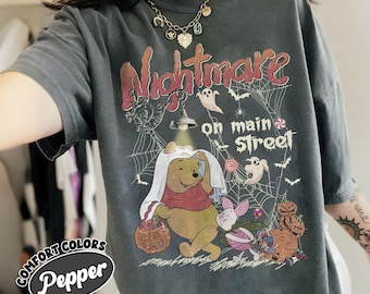 Vintage Nightmare on Main Street Shirt, Disney Pooh And Co Halloween Shirt, Pooh Character Halloween Shirt, Winnie The Pooh Halloween Shirts
