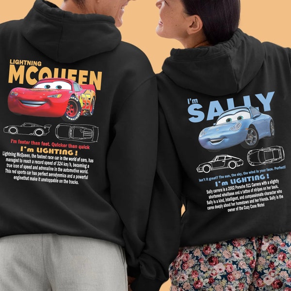 Vintage Cars Matching Shirt, Lightning Mcqueen and Sally Couple T-shirt, Limited McQueen Hoodie Car Movie Sweatshirt
