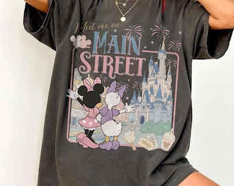 Vintage Comfort Colors® Meet Me On Main Street Shirts, Retro Minnie And Daisy Besties Tee, Magic Kingdom Castle Tee, Disney Girls Trip Gift