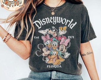 Camisa retro de Mickey y sus amigos de Disneyworld Florida, camisa de Disneyworld Est 1971, camisa de vacaciones de Disney, camisa, camisa de viaje de Walt Disneyworld