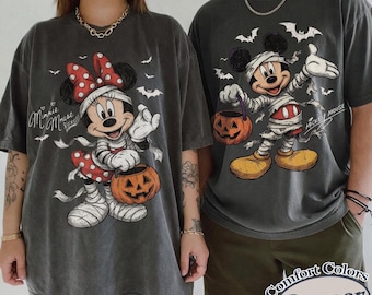 Comfort Colors® Mickey & Minnie Mummy Halloween Tee, Spooky Disney Family Shirt, 2026 Not So Scary Party Outfit, Matching Vacation T-Shirt