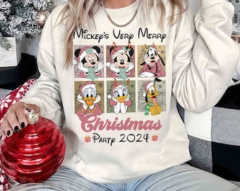 Mickys sehr frohe Weihnachtsfeier 2024 Sweatshirt, Micky und Freunde Weihnachten, Disney Familie Weihnachten Sweatshirt, Weihnachtsparty Sweatshirt