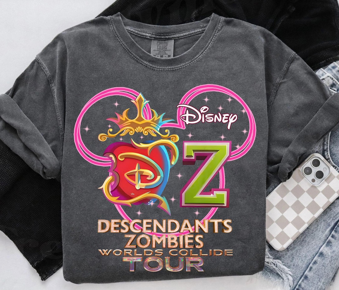 Retro Disney Descendants Zombies World Collide Tour Logo Mickey