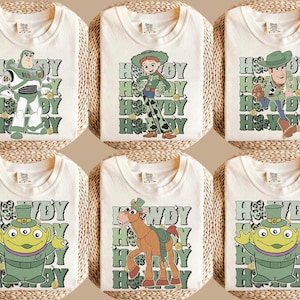 Custom Howdy St Patrick Shirt, Shamrock Toy Story Cowboy T-Shirt, Western Cowgirl Tee, Feeling Lucky Sweatshirt, Woody Jessie Alien Crewneck