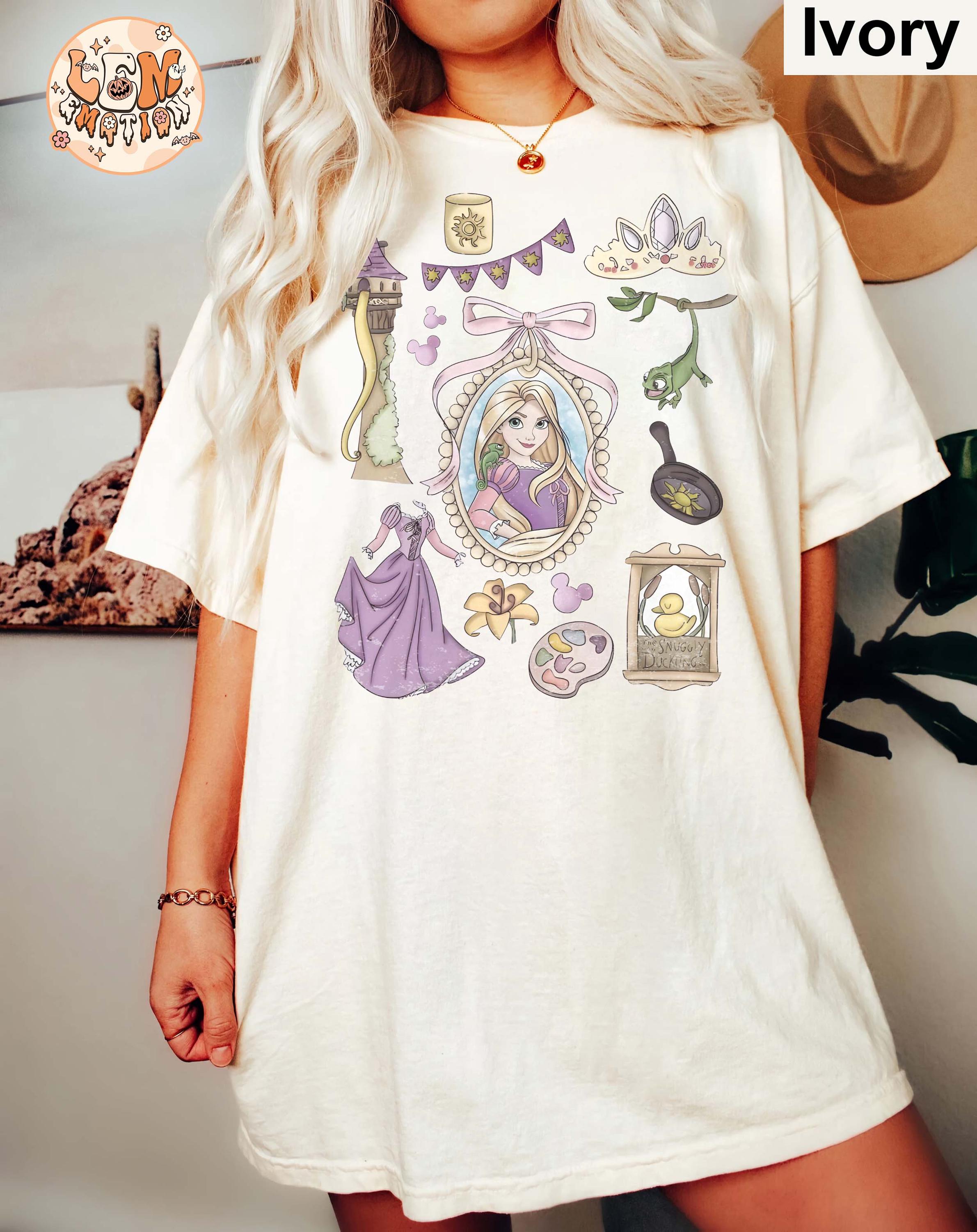 Retro Disney Tangled Rapunzel Floral Comfort Color Shirt, Disney 