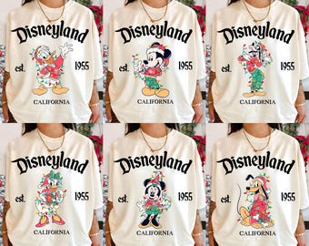 Vintage Disneyland Family Christmas Shirt, Disneyland Characters Shirts, Disney Christmas Matching Shirts, Disney Family Trip Holiday Shirts