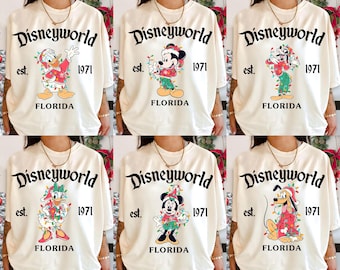 Vintage Disneyworld Family Christmas Shirt, Disneyworld Characters Shirt, Disney Christmas Matching Shirts, Disney Group Trip Holiday Shirts
