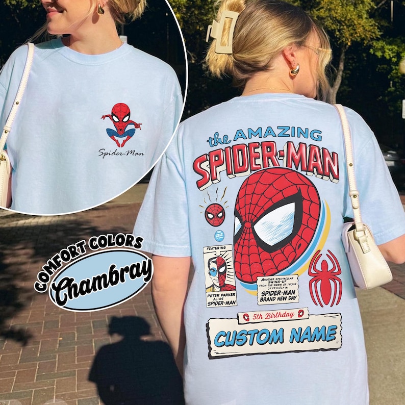 Dubbelsidig Marvel The Amazing Spider-Man helt ny dag-tröja, Spider-Man 2026-tröja, superhjälte-serietidning-tröja, present till pojke, födelsedagströja för barn bild 5