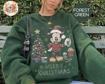 Retro Merry Christmas Mickey Mouse Shirt, Disney Mickey Christmas Shirt, Christmas Family Shirt, Mickey Sketch Shirt, Christmas Party 2024