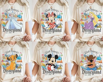 Retro Walt Disney's Disneyland All Characters Shirt, Mickey and Friends, Disneyland Shirt, Personalized Disney Tee, Disney Family Trip Shirt