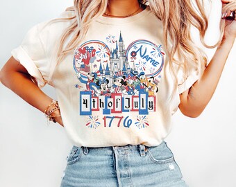 Aangepast Disney 4 juli-shirt, Disney USA 4 juli-shirt, Patriotic Memorial Day, Mickey en vrienden 4 juli-shirt, Mickey USA-shirt