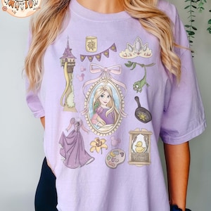 Retro Disney Tangled Rapunzel Floral Comfort Color Shirt, Disney Princess Rapunzel shirt, Lost Princess Tee, Magic Kingdom Shirt,Disney Trip