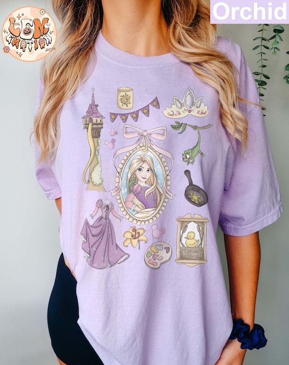 Retro Disney Tangled Rapunzel Floral Comfort Color Shirt, Disney 