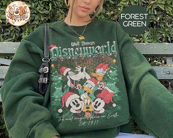 Retro Disneyworld-kerstshirt, Mickey and Friends-kerstshirts, Disney-kerstsweater, meest magische plek op aarde Est. 1971