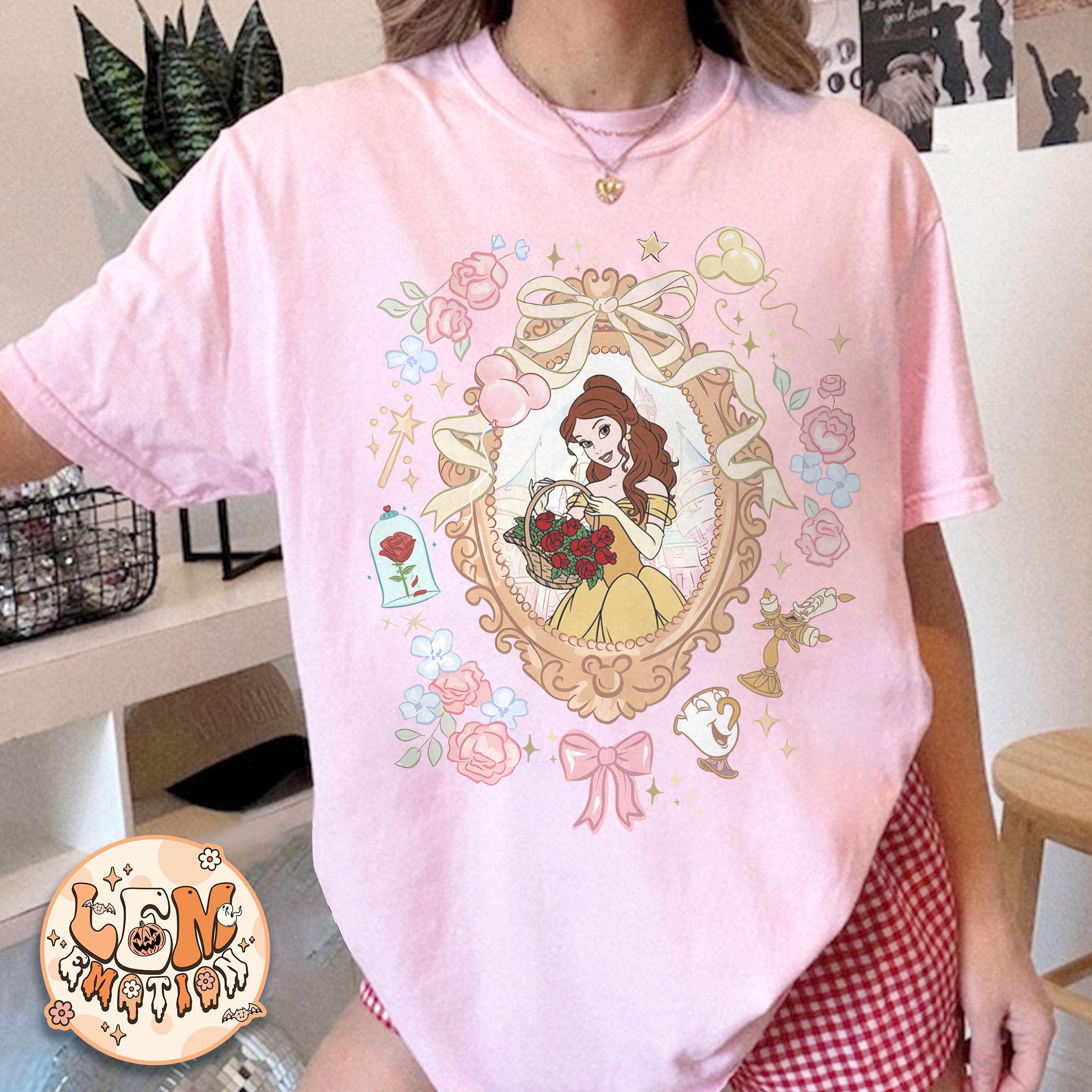 Retro Coquette Bow Disney Princess Belle Comfort Color Shirt, Beauty and the Beast Tee, Tale As Old As Time, Disney Girls Trip 2025 Shirt