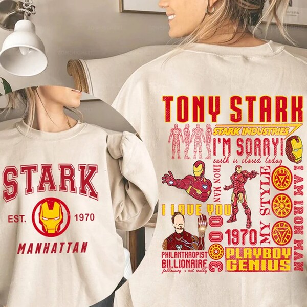 2-Sided Stark Industries Sweatshirt | Tony Stark shirt | I Love You 3000 | T Shirt | Tony Shirt | The Avengers Iron Man Shirt Avengers Shirt