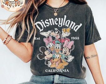 Camisa retro de Disneyland California, camisa de Disneyland Est 1955, camisa de vacaciones de Disney, camisa de Mickey y sus amigos, camisa de Disney Trip 2024