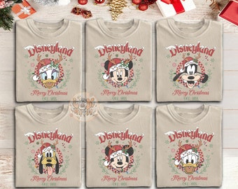 Retro Mickey and Friends-kerstshirt, Disney-kersttrui, Christmas Family-T-shirt, Very Merry Christmas Party 2024, kerstcadeau