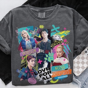 Retro Disney Channel Zombies 4 Movie Characters T-shirt, Disney Zombies Poster 2025 Tee, Zed and Addison, Victor and Nova, Disneyland Trip