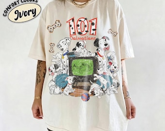 Disney 101 Dalmatians Characters Group Sketch T-Shirt, Disneyland Family Matching Shirt, Disney Dog Lover Pongo Perdita Cruella De Vil Shirt