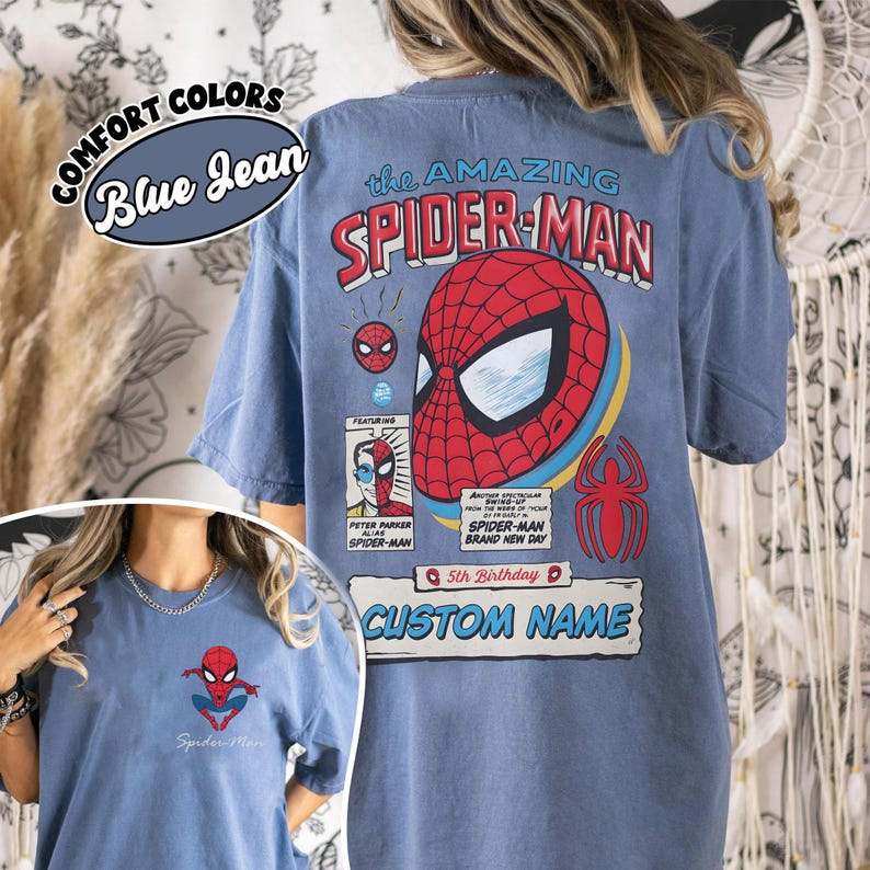 Dubbelsidig Marvel The Amazing Spider-Man helt ny dag-tröja, Spider-Man 2026-tröja, superhjälte-serietidning-tröja, present till pojke, födelsedagströja för barn bild 7